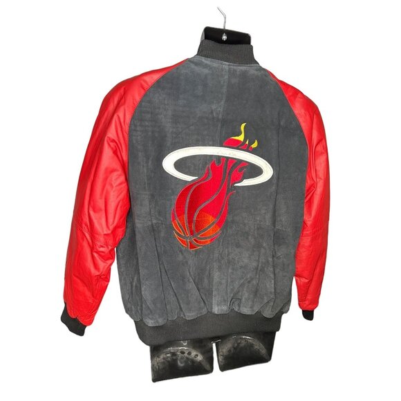 Miami Heat LARGE Leather Suede Varsity Jacket Pro Player Mens